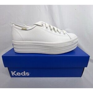 KEDS Women's Triple Up Leather Platform Sneaker Size 5.5M White New with Box!